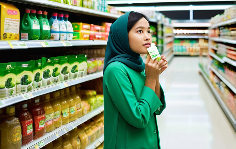 그린워싱 비판을 위한 효과적인 커뮤니케이션 - **Prompt:** A young, diverse Malaysian woman in her late 20s, wearing a modest, stylish headscarf an...