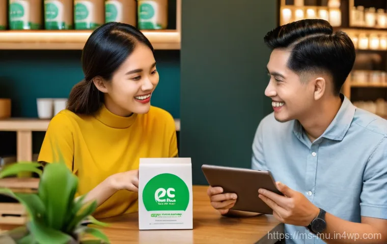 그린워싱의 실태와 소비자의 역할 - **Prompt:** A close-up shot of several diverse product labels arranged on a simple shelf, mimicking ...