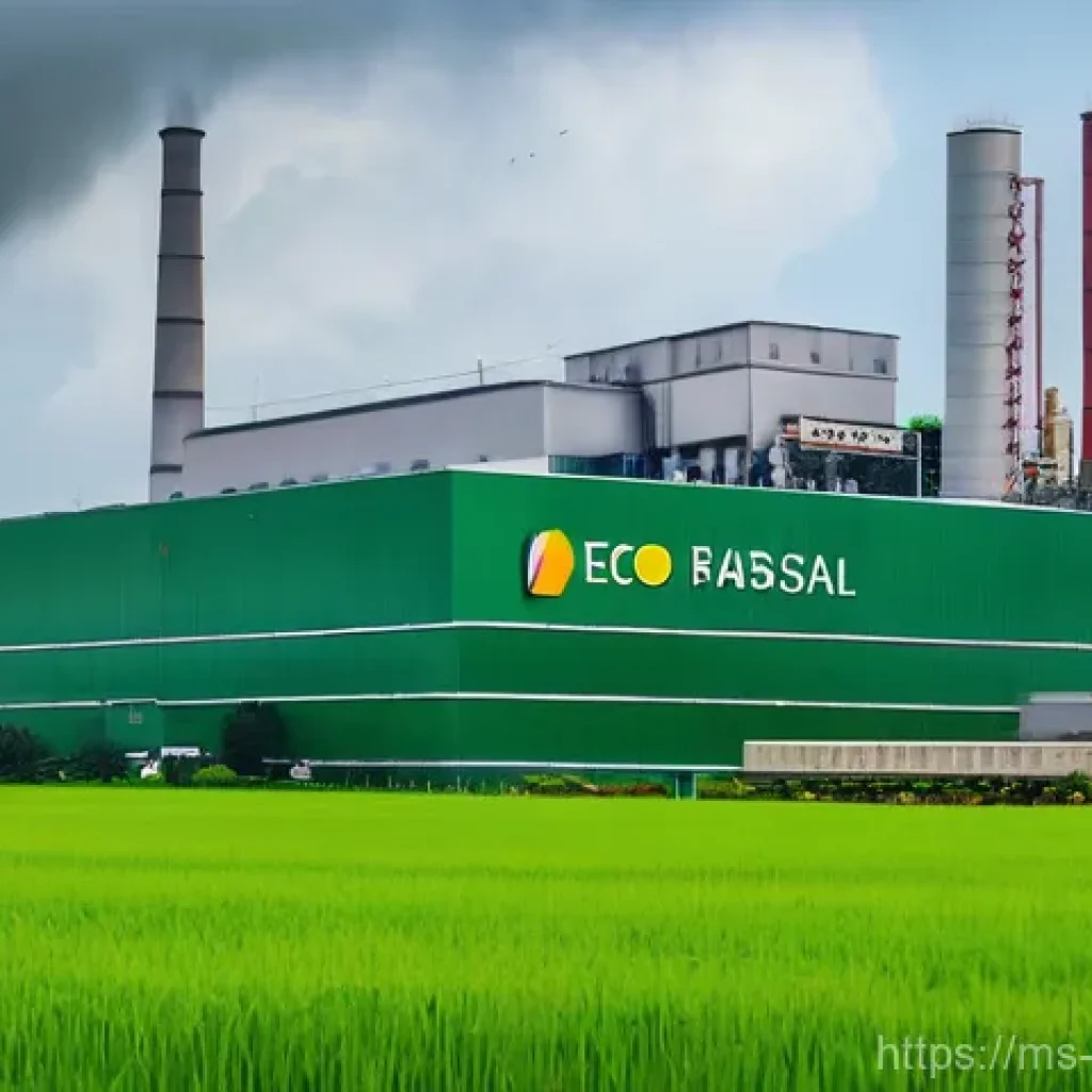 그린워싱을 알리는 블로그 작성법 - **Prompt 1: The Green Façade of a Factory**
A wide shot of a large industrial complex under a br...